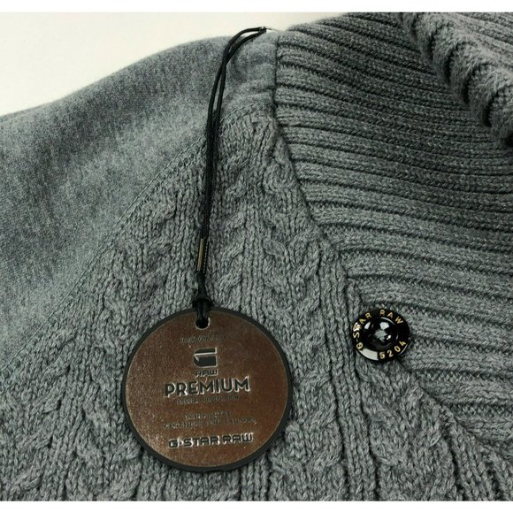 G Star Raw Geored Shawl Neck Cardigan Sweater Premium Mens 3XL Cable Knit Gray - Picture 2 of 11
